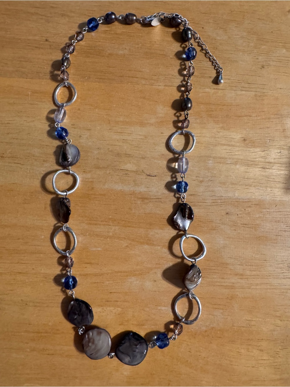 Lia Sophia Silver Tone Freshwater Pearl Abalone Necklace